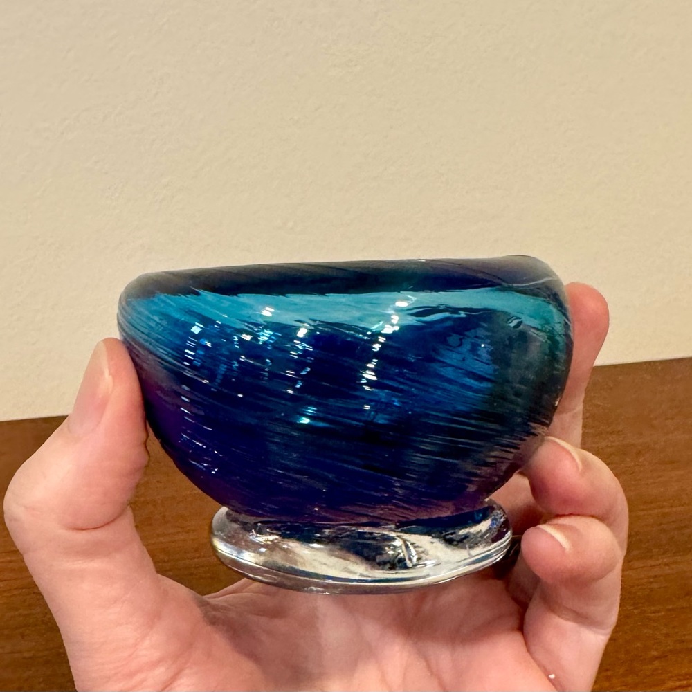 Vintage Murano Art Glass Small Bowl Cobalt Blue Swirl Catchall Dish EUC - Picture 4 of 8